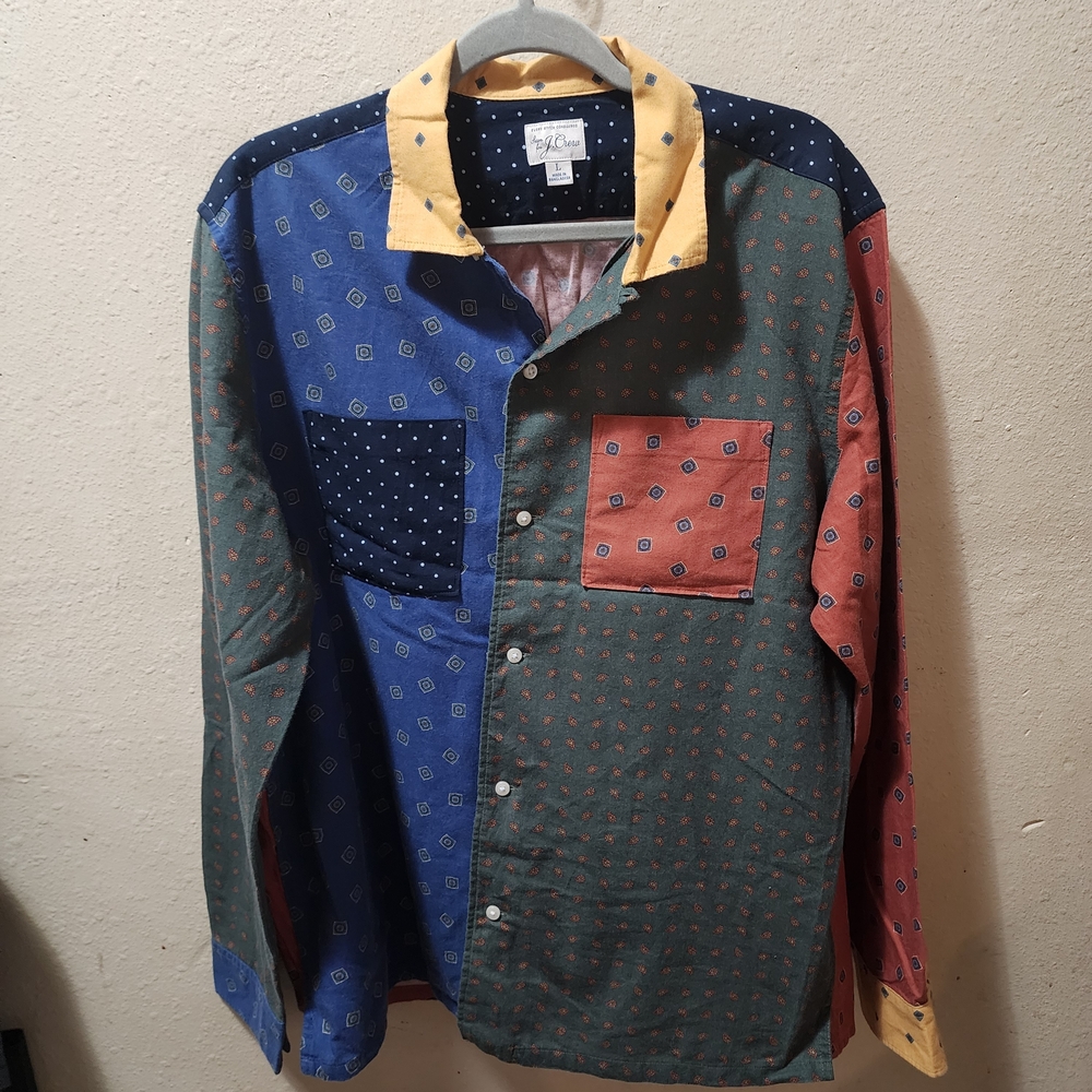 J. Crew Multicolor Patchwork Button Down Shirt - image 2